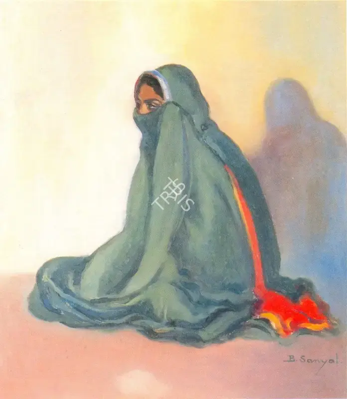 Sanyal, B.C. (Artist). Seated Woman. Oil on canvas, n.d. | Painting | FineArts | 00374189