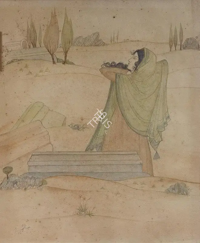 Chughtai, M.A.R. (Artist). Figure of a Lady. Watercolour on paper, n.d. | Painting | FineArts | 00595446