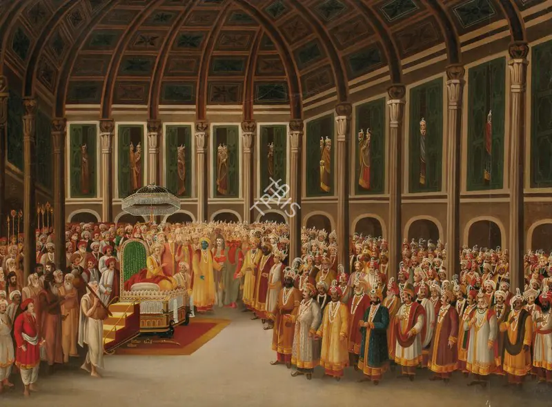 Early Bengal School (Artist). Untitled (Court Scene with Shiva, Brahma and Krishna), c. late 19th Century | Painting