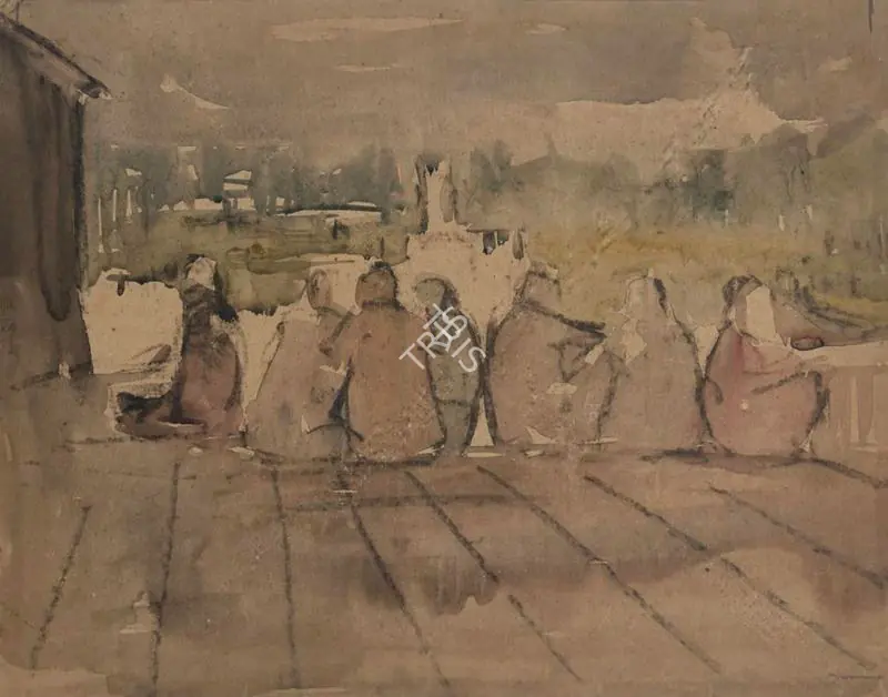 Bhattacharjee, Bikash (Artist). Urban Space For Human III. Watercolour on paper, c.1960 | Painting | FineArts | 00594709