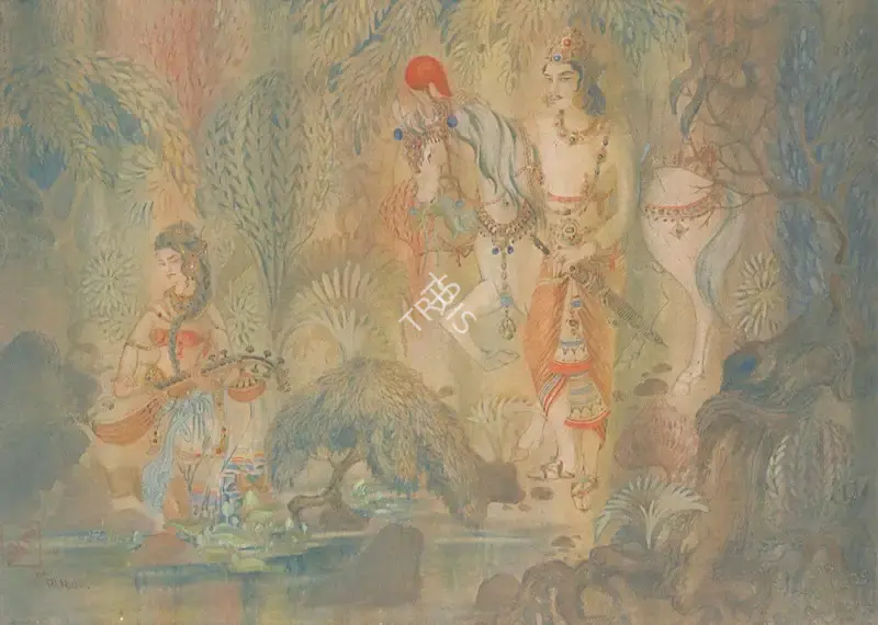 Samran (Artist). Shakuntala and Dushyant, 1955 | Painting