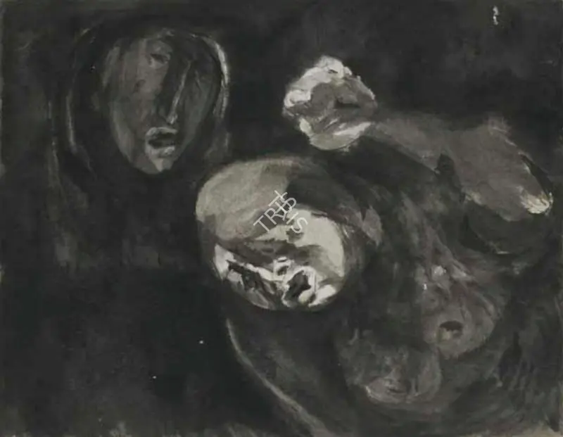 Mehta, Tyeb (Artist). Untitled (Trojan Women). Chinese ink on rice paper, 1966 | Painting  | 00867350