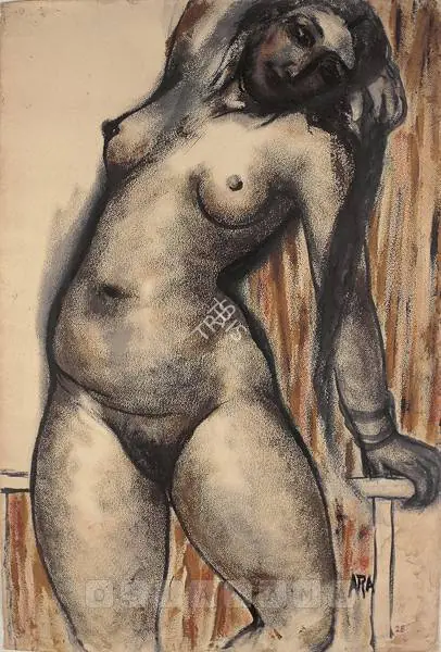 Ara, K.H. (Artist). Black Nude. Gouache on paper, 1965 | Painting  | 00877542