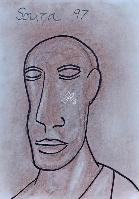 Souza, F.N. (Artist). Untitled (Head of a Man), 1997 | Painting