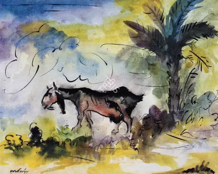 Baij, Ramkinkar (Artist). Goat, n.d. | Painting