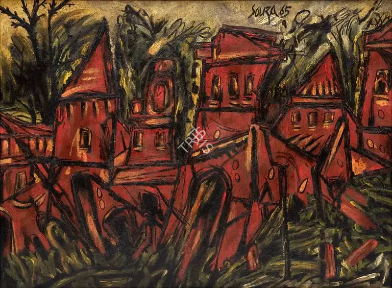 Souza, F.N. (Artist). Townscape. Oil on canvas pasted on board, 1965 | Painting | FineArts | 00356902