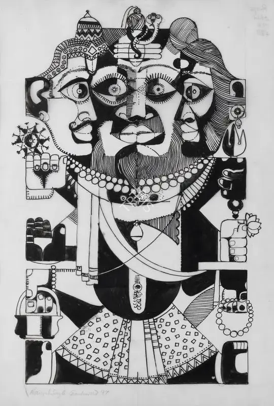 Gaekwad, Ranjitsinhrao (Artist). Untitled. Pencil and ink on tracing paper, 1997 | Painting | FineArts | 00352633