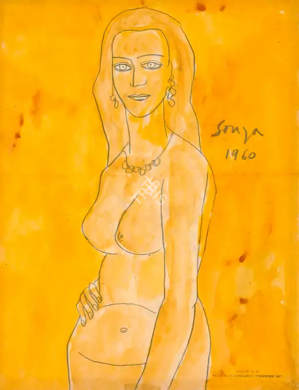 Souza, F.N. (Artist). Untitled (Nude with Necklace), 1960 | Painting