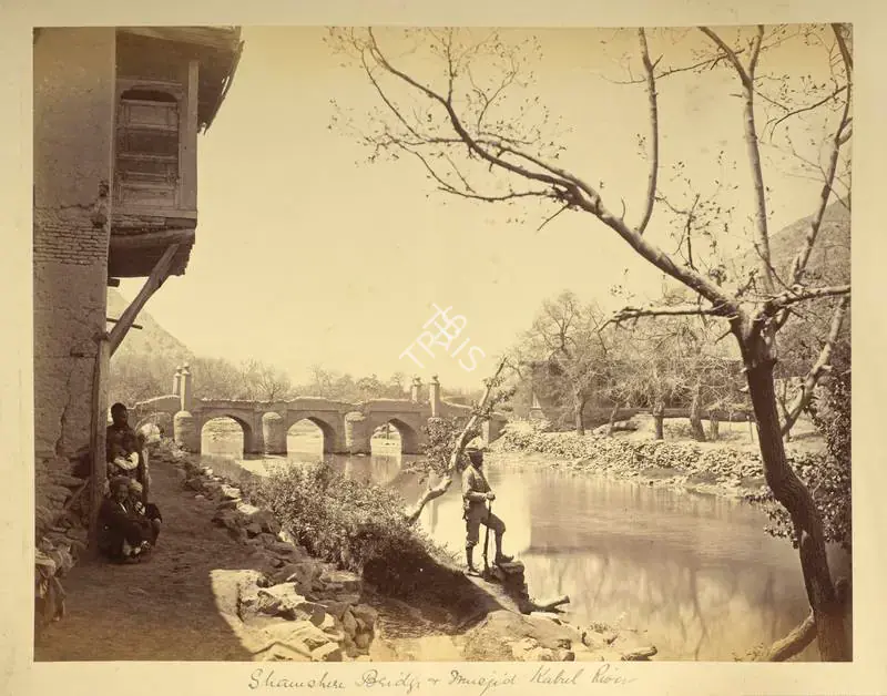 Burke, John (Photographer). Shamshere Bridge & Musjid Kabul River. Albumen print pasted on mount, n.d. | Antiquarian Photograph | Photography | 00115593