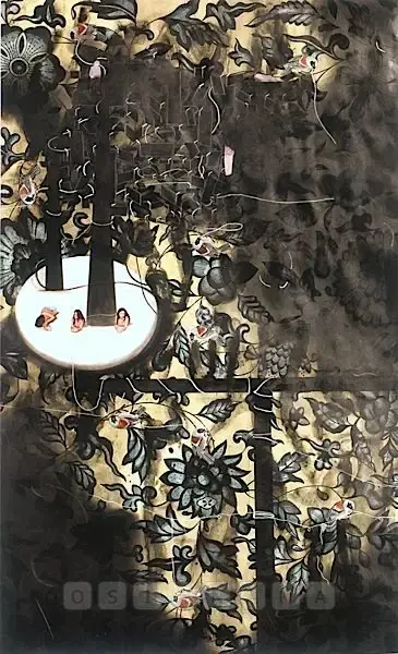 Upadhyay, Hema (Artist). Killing Site. Gouache, acrylic, dry pastels and photographs on paper, 2007 | Painting | FineArts | 00575400