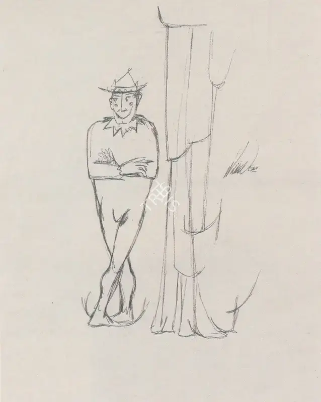 Biswas, Nikhil (Artist). Seated Clown; Standing Clown, n.d. | Drawing
