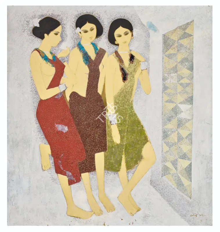 Bendre, N.S. (Artist). Untitled (Three Women). Oil on canvas, 1972 | Painting | FineArts | 00547072