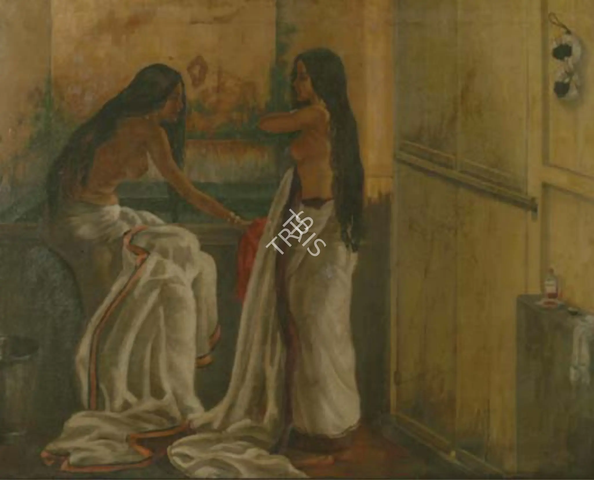 Mukherjee, Robin (Artist). The Bath. Oil on canvas, n.d. | Painting | FineArts | 00598840