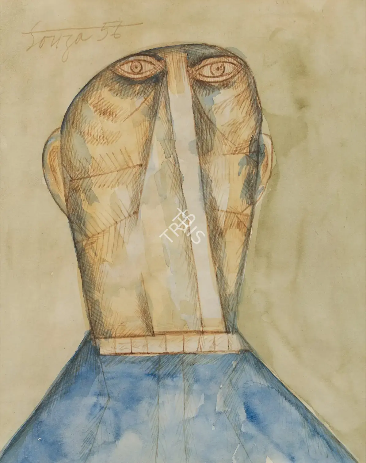 Souza, F.N. (Artist). Untitled (Portrait of a Man), 1956 | Painting