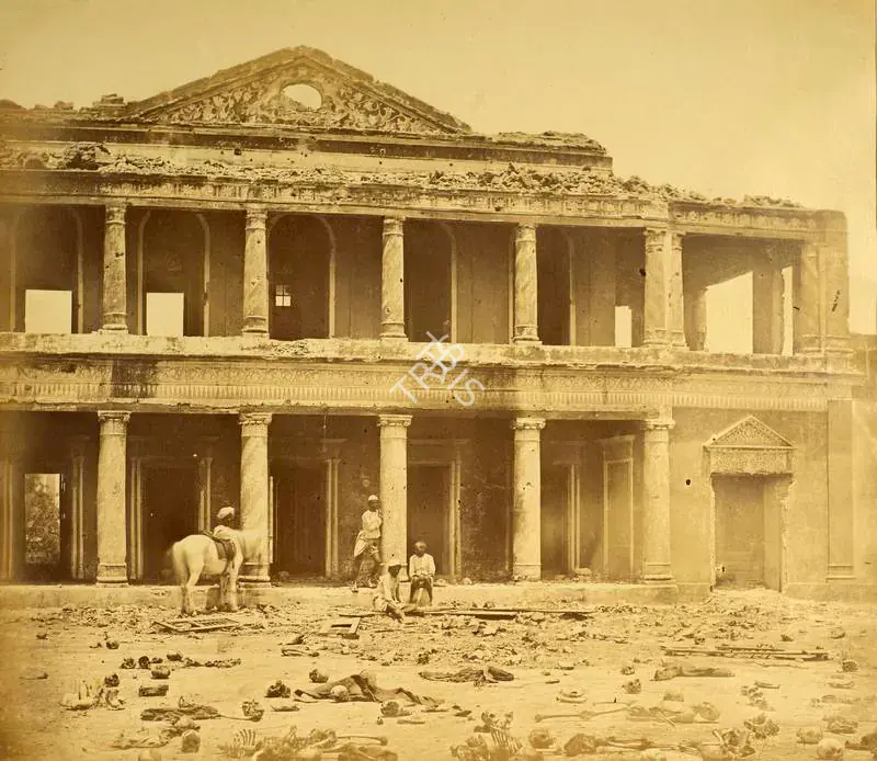 Beato, Felice (Photographer). Interior of the Secunderbagh, Lucknow - India after Mutiny. Albumen print hinged on thin paper, March-April 1858 | Antiquarian Photograph | Photography | 00116283