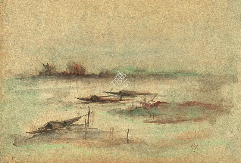 Tagore, Gaganendranath (Artist). Boatscape, c.1911 | Painting