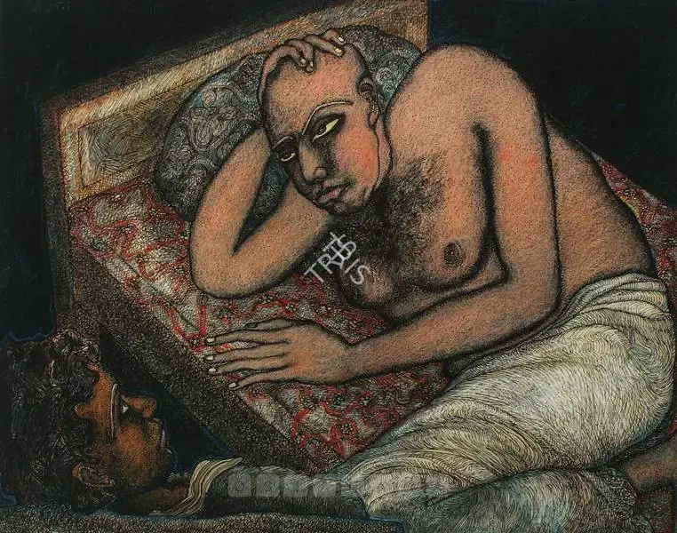 Chowdhury, Jogen (Artist). Two Men, 1992 | Drawing