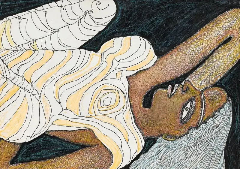 Chowdhury, Jogen (Artist). Untitled (Woman reclining), 2013 | Painting