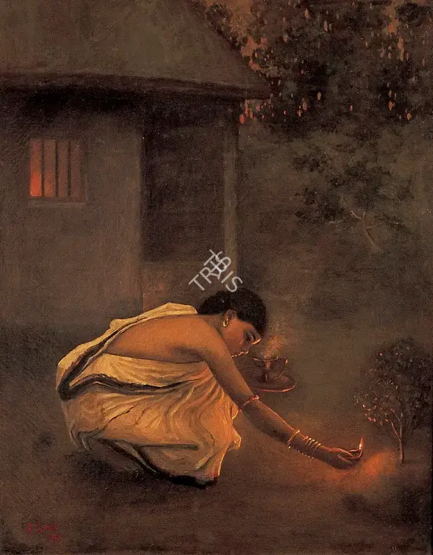 Seal, Jogesh Chandra (Artist). Lighting the Diya, 1919 | Painting