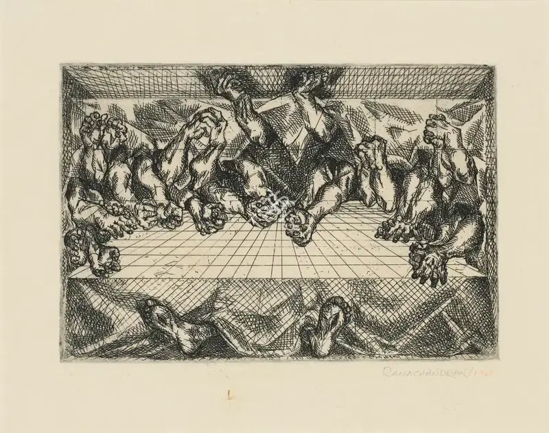 Ramachandran, A. (Artist). Untitled (The Last Supper). Etching on paper, 1968 | Graphic Art  | 00867544