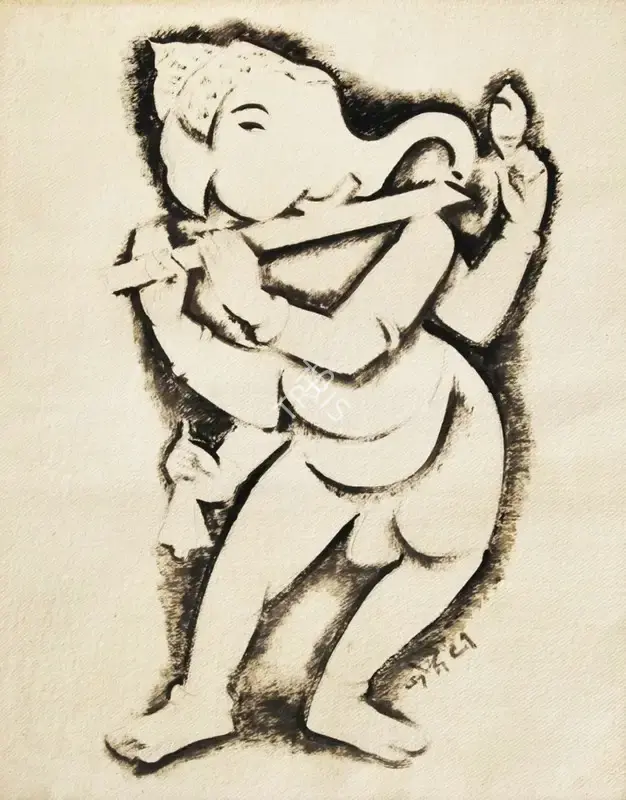 Bendre, N.S. (Artist). Untitled (Ganesha), 1991 | Painting
