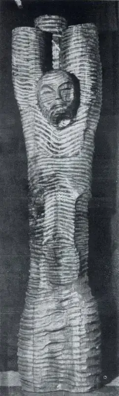 Davierwalla, A.M. (Artist). Flagellation. Teak Wood, 1955 | Marg, December 1962 | Sculpture | FineArts | 00674881