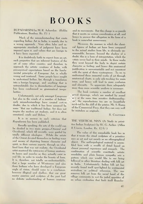 Ali Khan, Sadat (Essayist). Books. In Marg. 5(1), pp. 61-63. Bombay: Modern Artists and Architects Research Group, July 1951 | Essay | FineArts | 00668804, 1951