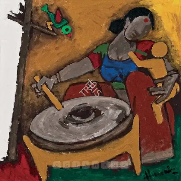 Husain, M.F. (Artist). Untitled (Peasant Woman), n.d. | Painting