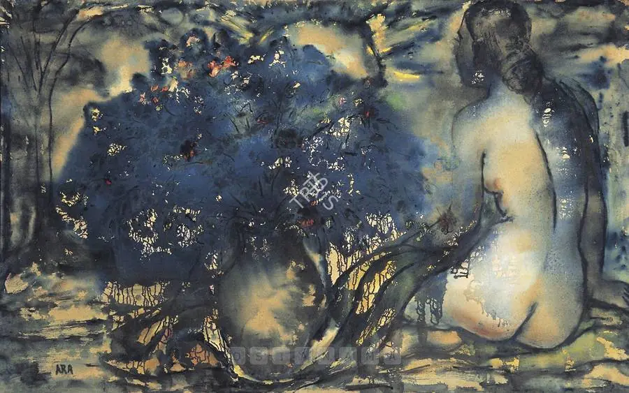 Ara, K.H. (Artist). Nude With Still Life, c.1969 | Painting