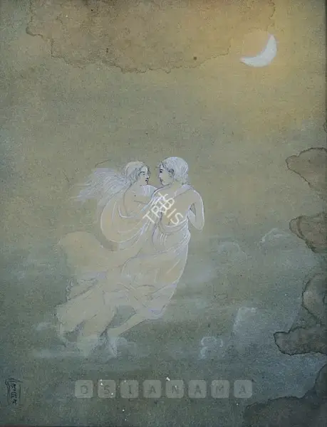 Dutt, Pulin Behari (Artist). Lovers By Moonlight, late 1940s | Painting