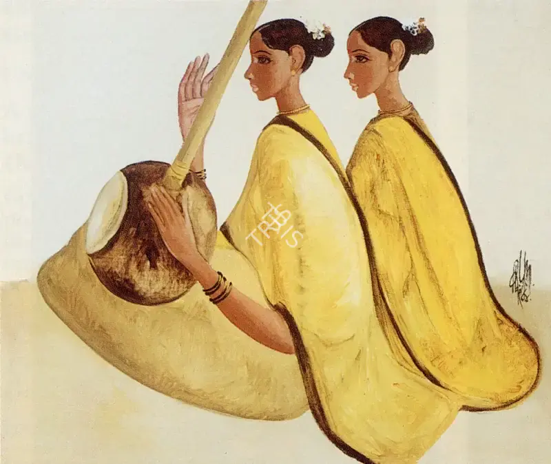 Prabha, B. (Artist). Two Women. Oil on canvas, 1984 | Painting | FineArts | 00374077