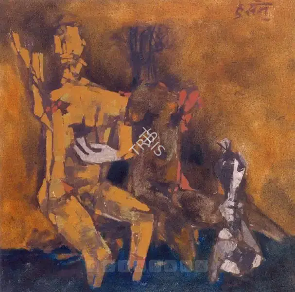 Husain, M.F. (Artist). Couple At Sea-Shore, early 1960s | Painting