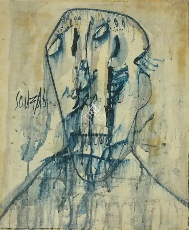 Souza, F.N. (Artist). Untitled (Head). Oil on silk pasted on plywood, 1961 | Painting | FineArts | 00642125