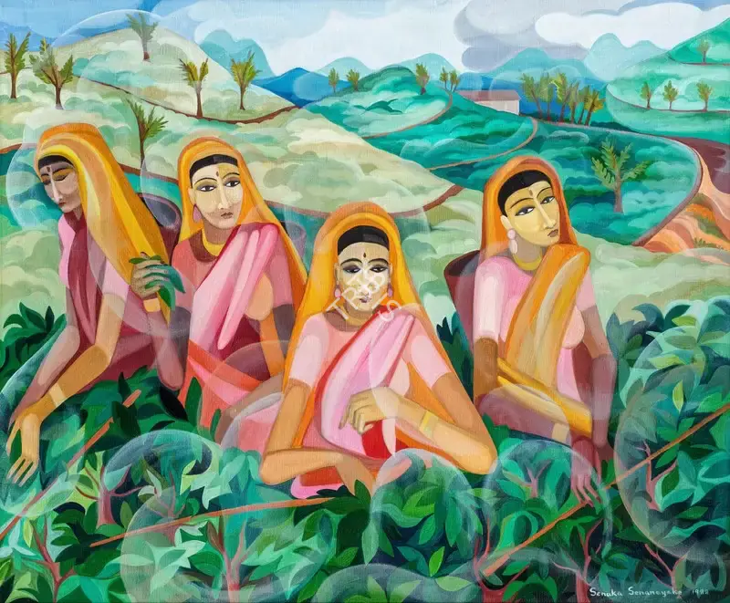 Senanayake, Senaka (Artist). Untitled (Tea Pickers), 1988 | Painting