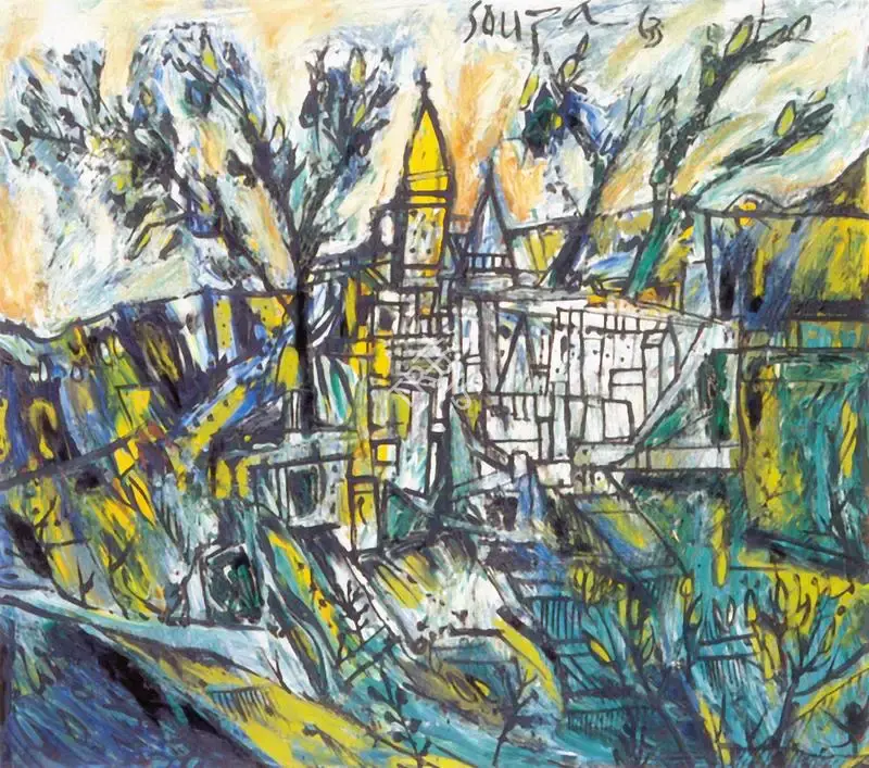 Souza, F.N. (Artist). Church in a Spanish Landscape, 1963 | Painting
