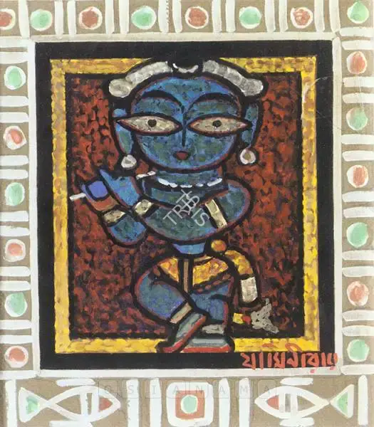 Roy, Jamini (Artist). Krishna Playing his Flute, n.d. | Painting