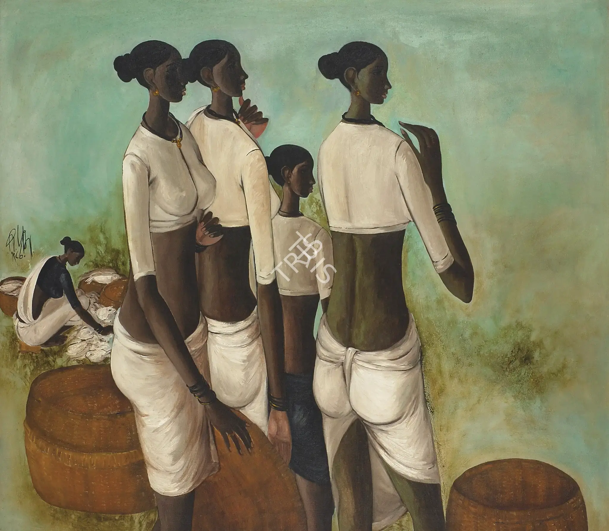 Prabha, B. (Artist). Fisherwomen, 1980 | Painting