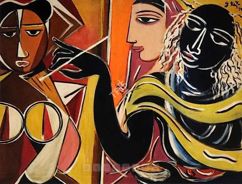 Keyt, George (Artist). Artist With Models, 1974 | Painting