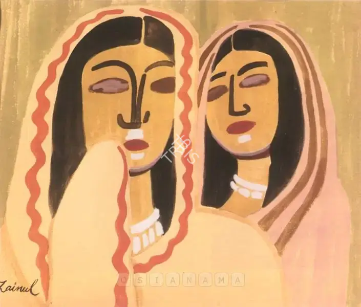 Abedin, Zainul (Artist). Two Women. Watercolour and Pencil on paper, n.d. | Painting | FineArts | 00598352