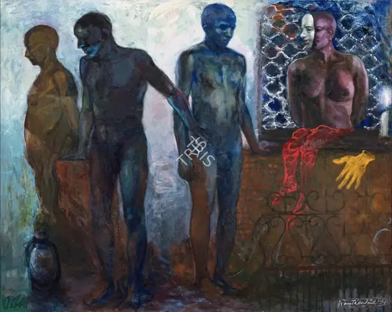 Sud, Anupam (Artist). The Alert. Acrylic on canvas, 1997 | Painting | EconomicsArt | 00869343