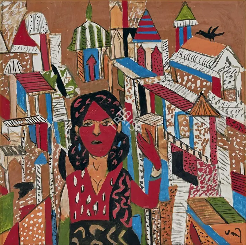 Subramanyan, K.G. (Artist). Girl Against Streets, n.d. | Painting