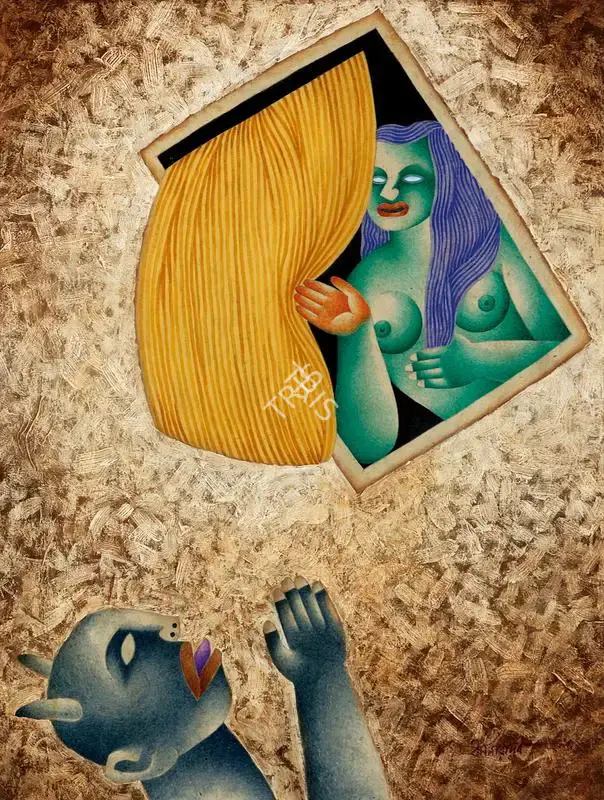 Dasgupta, Dharmanarayan (Artist). The Window. Tempera on paper, 1991 | Painting | FineArts | 00338438