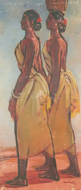 Abedin, Zainul (Artist). Santhal Women. Oil on canvas, 1969 | Painting  | 00877659