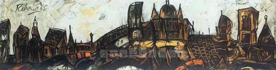 Ribeiro, Lance (Artist). City with white sky, 1965 | Painting