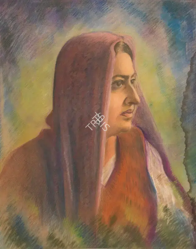 Sadequain (Artist). Sahib Khatoon. Pastel on paper, early 1950s | Painting | FineArts | 00356657