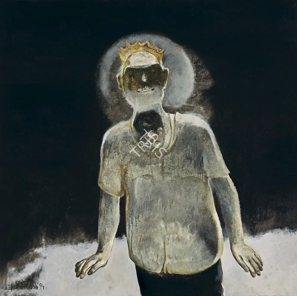 Bhattacharjee, Bikash (Artist). Untitled (Smiling King), 1994 | Painting