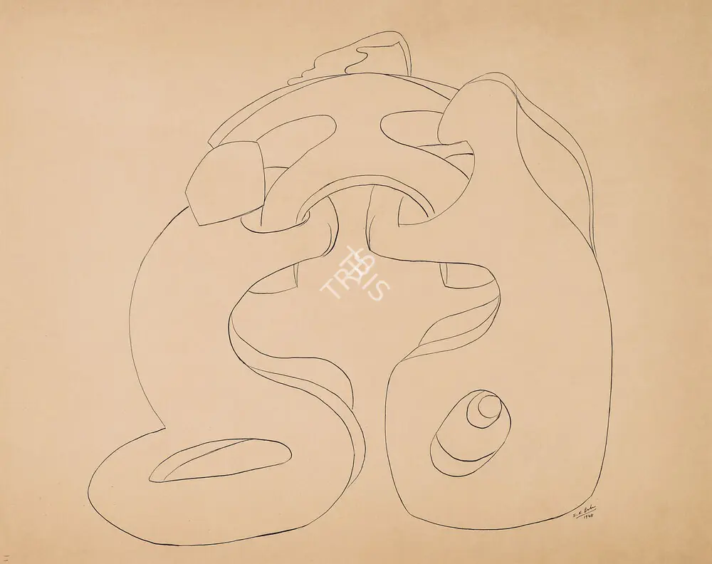 Bakre, S.K. (Artist). Acrobats, 1948 | Drawing