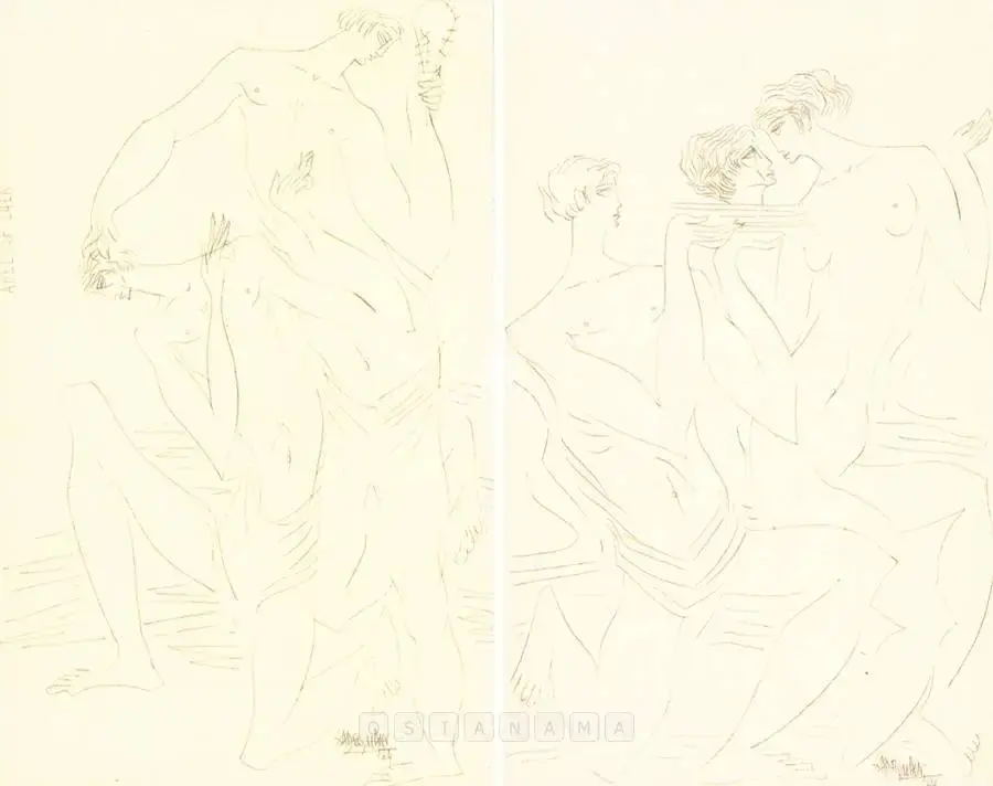 Sadequain (Artist). Abel Et Caen. Ink on paper, 1964 | Drawing | FineArts | 00755608