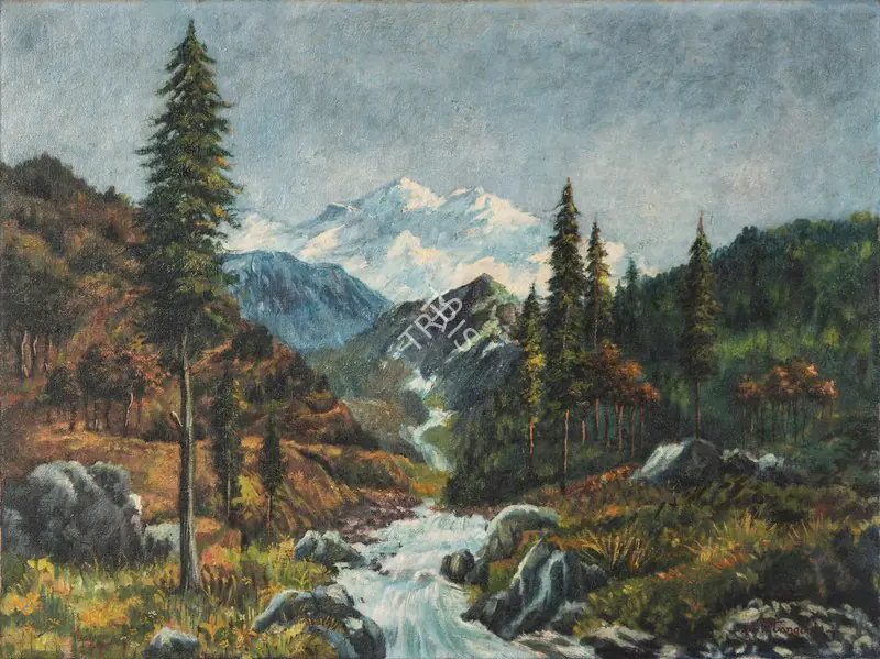 Gangooly, J.P. (Artist). Valleyscape. Oil on canvas, n.d. | Painting | EconomicsArt | 00870745