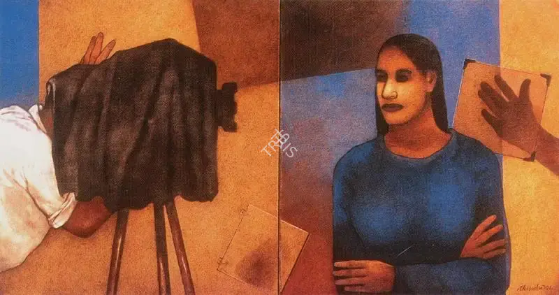 Bhattacharjee, Chandra (Artist). Solitude Standing. Mixed media on canvas, 2002 | Painting | FineArts | 00376131